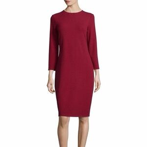VINCE Stretchy Burgundy Red Long Sleeve Midi Dress